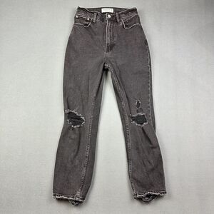 Abercrombie Fitch Curve Love Ultra High Rise Ankle Straight Jean Womens 25 Black